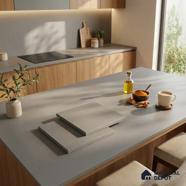 Stone Counter Top Slab TL 12654 B Stonex Graphite 8 ft x 2.62 ft White Full Body Vitrified Matte Finish - 15 mm | Suitable For Counter Top, Dining Table Top & Window Frame