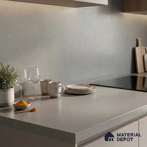 Stone Counter Top Slab TL 12654 B Stonex Graphite 8 ft x 2.62 ft White Full Body Vitrified Matte Finish - 15 mm | Suitable For Counter Top, Dining Table Top & Window Frame