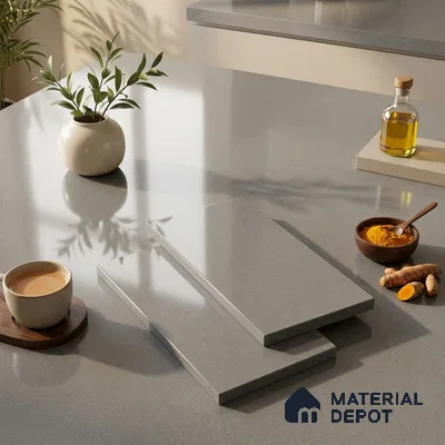 Stone Counter Top Slab TL 12654 Stonex Graphite 8 ft x 2.62 ft White Full Body Vitrified Glossy Finish - 15 mm | Suitable For Counter Top, Dining Table Top & Window Frame