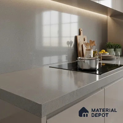Stone Counter Top Slab TL 12654 Stonex Graphite 8 ft x 2.62 ft White Full Body Vitrified Glossy Finish - 15 mm | Suitable For Counter Top, Dining Table Top & Window Frame