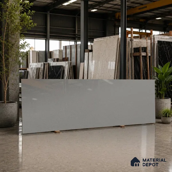 Stone Counter Top Slab TL 12654 Stonex Graphite 8 ft x 2.62 ft White Full Body Vitrified Glossy Finish - 15 mm | Suitable For Counter Top, Dining Table Top & Window Frame