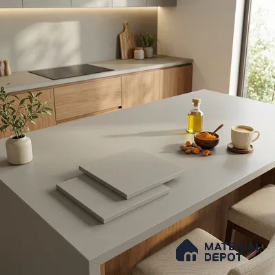Stone Counter Top Slab TL 12653 B Stonex Moss 8 ft x 2.62 ft White Full Body Vitrified Matte Finish - 15 mm | Suitable For Counter Top, Dining Table Top & Window Frame