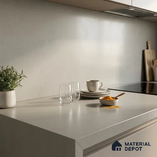 Stone Counter Top Slab TL 12653 B Stonex Moss 8 ft x 2.62 ft White Full Body Vitrified Matte Finish - 15 mm | Suitable For Counter Top, Dining Table Top & Window Frame
