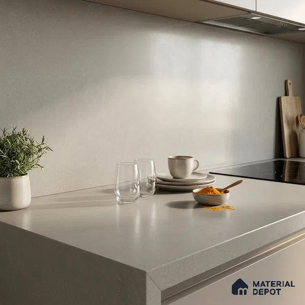 Stone Counter Top Slab TL 12653 B Stonex Moss 8 ft x 2.62 ft White Full Body Vitrified Matte Finish - 15 mm | Suitable For Counter Top, Dining Table Top & Window Frame
