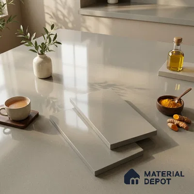 Stone Counter Top Slab TL 12653 Stonex Moss 8 ft x 2.62 ft White Full Body Vitrified Glossy Finish - 15 mm | Suitable For Counter Top, Dining Table Top & Window Frame