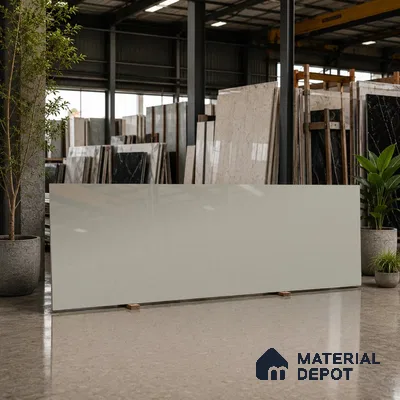 Stone Counter Top Slab TL 12653 Stonex Moss 8 ft x 2.62 ft White Full Body Vitrified Glossy Finish - 15 mm | Suitable For Counter Top, Dining Table Top & Window Frame