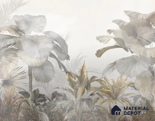 Ivory Palm Haze Tropical Mist Nature Art | WP 04016 Non Woven Matte Finish Tropical Style Premium Customized size Wallpaper | 150 GSM WP01MTF Paper | (MOQ = 30 Sq. Ft.)