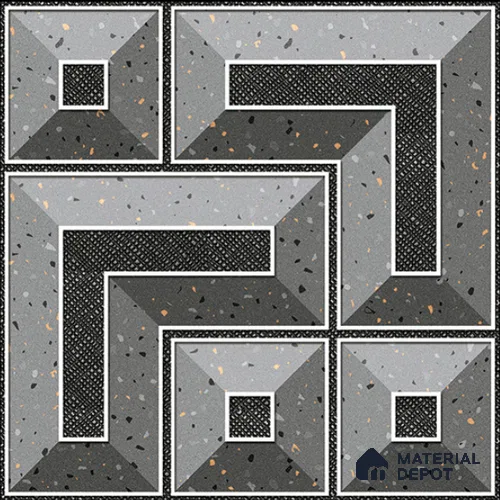TL 08680 Grey 1.31 ft x 1.31 ft Matte Finish Vitrified Floor Tile - 11 mm | Pattern Alignment May Vary | 2-3 mm Spacer is Mandatory