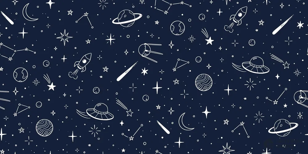 Hand-Drawn Doodle Sketch of Stars Wallpaper Planets and Galaxy Wonders Wallpaper | Material Depot