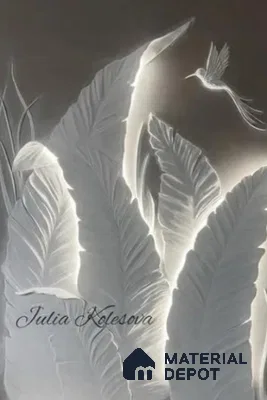Harmony Wings 3D Leaf & Bird Wall Panel 8 ft x4 ft Duco Paintable CNC Made HDHMR - 30 mm