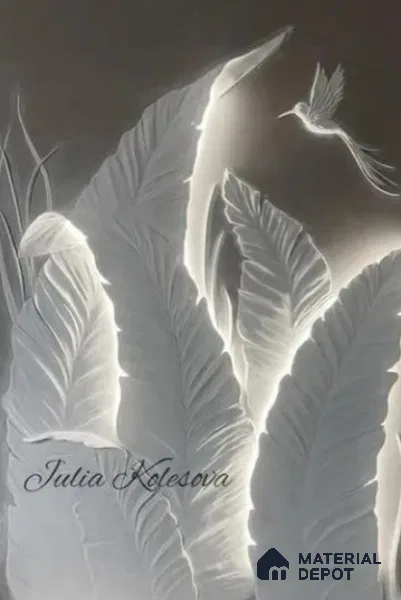 Harmony Wings 3D Leaf & Bird Wall Panel 8 ft x4 ft Duco Paintable CNC Made HDHMR - 30 mm
