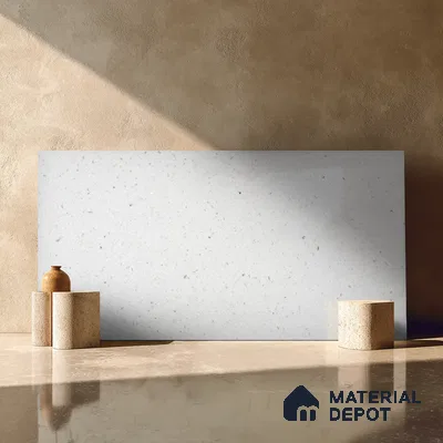 Belina Quartz QR 00314 Snow Shimmer Helsinki Series 10.5 ft x 5.35 ft Quartz - 20 mm | 10 Years and Replacement Warranty | Suitable for Kitchen, Restaurant, Counter Tops, Dining, Reception, office