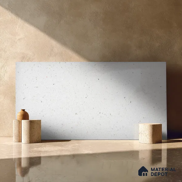 Belina Quartz QR 00314 Snow Shimmer Helsinki Series 10.5 ft x 5.35 ft Quartz - 20 mm | 10 Years and Replacement Warranty | Suitable for Kitchen, Restaurant, Counter Tops, Dining, Reception, office