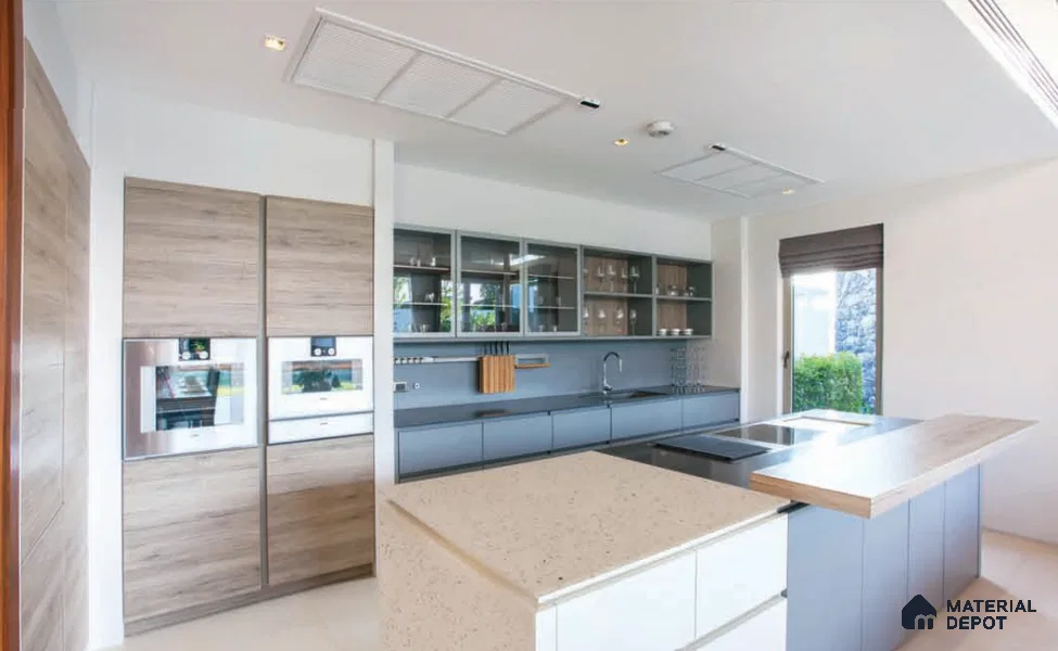 Belina Quartz QR 00310 Beige Celestia Helsinki Series 10.5 ft x 5.35 ft Quartz - 20 mm | 10 Years and Replacement Warranty | Suitable for Kitchen, Restaurant, Counter Tops, Dining, Reception, office