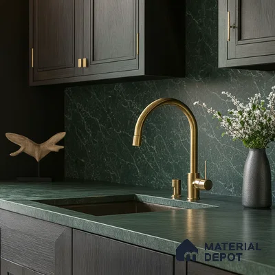 Belina Quartz QR 00302 Onyx Emerald Helsinki Series 10.5 ft x 5.35 ft Quartz - 20 mm | 10 Years and Replacement Warranty | Suitable for Kitchen, Restaurant, Counter Tops, Dining, Reception, office