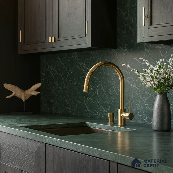 Belina Quartz QR 00302 Onyx Emerald Helsinki Series 10.5 ft x 5.35 ft Quartz - 20 mm | 10 Years and Replacement Warranty | Suitable for Kitchen, Restaurant, Counter Tops, Dining, Reception, office