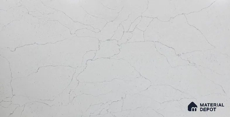 Belina Quartz QR 00275 Calacatta Modena Grey Helsinki Series 10.5 ft x 5.35 ft Quartz - 20 mm | 10 Years and Replacement Warranty | Suitable for Kitchen, Restaurant, Counter Tops, Dining, Reception, office