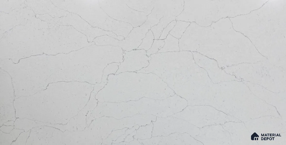 Belina Quartz QR 00275 Calacatta Modena Grey Helsinki Series 10.5 ft x 5.35 ft Quartz - 20 mm | 10 Years and Replacement Warranty | Suitable for Kitchen, Restaurant, Counter Tops, Dining, Reception, office