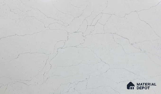 Belina Quartz QR 00275 Calacatta Modena Grey Helsinki Series 10.5 ft x 5.35 ft Quartz - 20 mm | 10 Years and Replacement Warranty | Suitable for Kitchen, Restaurant, Counter Tops, Dining, Reception, office