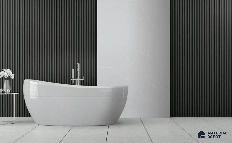 Belina Quartz QR 00293 Calacatta Grey Veneto Helsinki Series 10.5 ft x 5.35 ft Quartz - 20 mm | 10 Years and Replacement Warranty | Suitable for Kitchen, Restaurant, Counter Tops, Dining, Reception, office