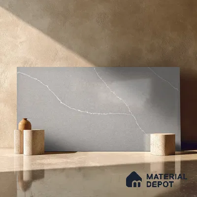 Belina Quartz QR 00293 Calacatta Grey Veneto Helsinki Series 10.5 ft x 5.35 ft Quartz - 20 mm | 10 Years and Replacement Warranty | Suitable for Kitchen, Restaurant, Counter Tops, Dining, Reception, office