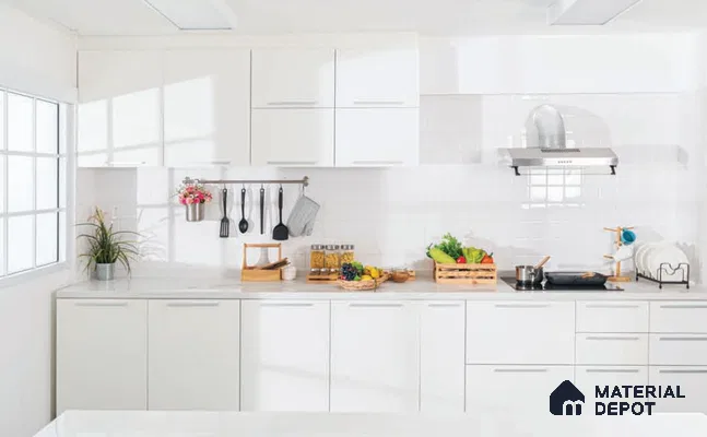 Belina Quartz QR 00324 C Ivory White Helsinki Series 10.5 ft x 4.82 ft Quartz - 20 mm | 10 Years and Replacement Warranty | Suitable for Kitchen, Restaurant, Counter Tops, Dining, Reception, office