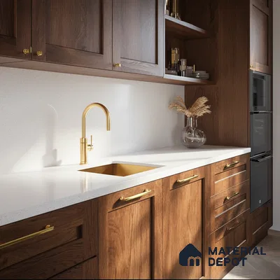 Belina Quartz QR 00324 C Ivory White Helsinki Series 10.5 ft x 4.82 ft Quartz - 20 mm | 10 Years and Replacement Warranty | Suitable for Kitchen, Restaurant, Counter Tops, Dining, Reception, office