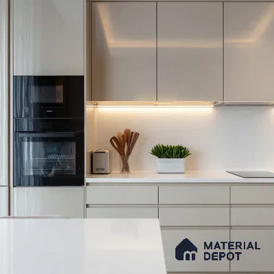 Belina Quartz QR 00324 C Ivory White Helsinki Series 10.5 ft x 4.82 ft Quartz - 20 mm | 10 Years and Replacement Warranty | Suitable for Kitchen, Restaurant, Counter Tops, Dining, Reception, office