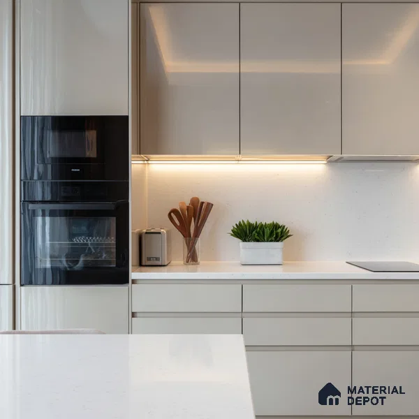 Belina Quartz QR 00324 C Ivory White Helsinki Series 10.5 ft x 4.82 ft Quartz - 20 mm | 10 Years and Replacement Warranty | Suitable for Kitchen, Restaurant, Counter Tops, Dining, Reception, office