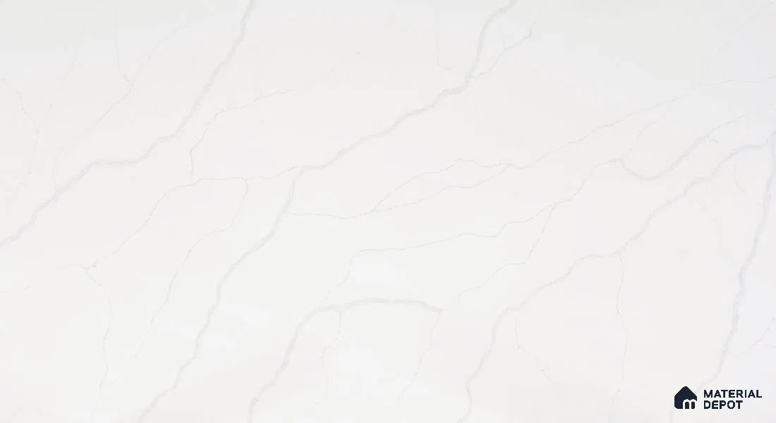 Belina Quartz QR 00288 Calacatta Arctic Helsinki Series 10.5 ft x 5.35 ft Quartz - 20 mm | 10 Years and Replacement Warranty | Suitable for Kitchen, Restaurant, Counter Tops, Dining, Reception, office