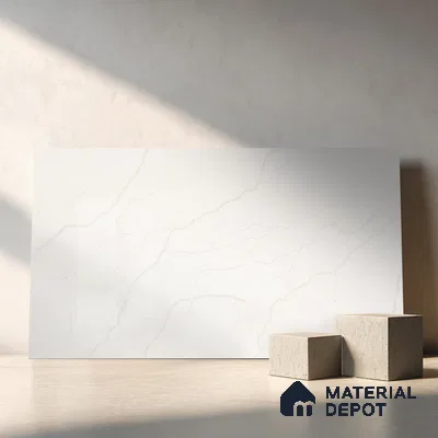 Belina Quartz QR 00288 Calacatta Arctic Helsinki Series 10.5 ft x 5.35 ft Quartz - 20 mm | 10 Years and Replacement Warranty | Suitable for Kitchen, Restaurant, Counter Tops, Dining, Reception, office