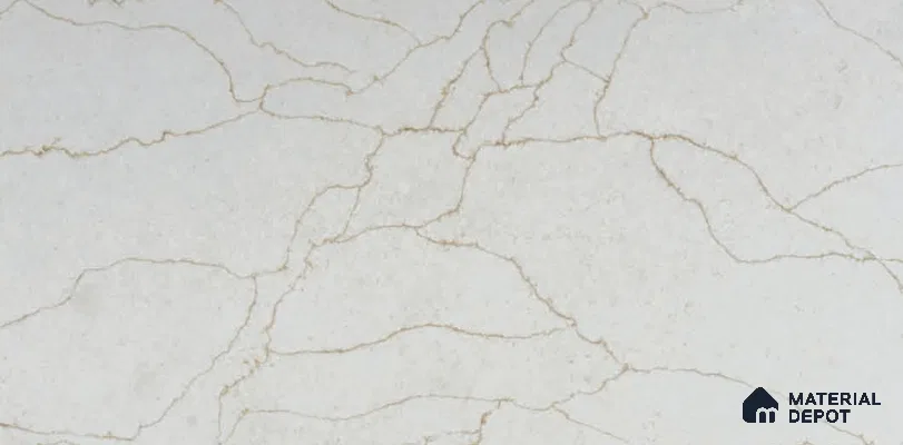 Belina Quartz QR 00278 Calacatta Imperiale Gold Helsinki Series 10.5 ft x 5.35 ft Quartz - 20 mm | 10 Years and Replacement Warranty | Suitable for Kitchen, Restaurant, Counter Tops, Dining, Reception, office