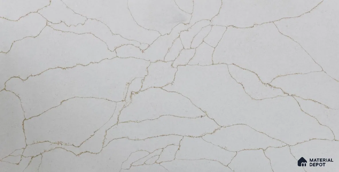 Belina Quartz QR 00278 Calacatta Imperiale Gold Helsinki Series 10.5 ft x 5.35 ft Quartz - 20 mm | 10 Years and Replacement Warranty | Suitable for Kitchen, Restaurant, Counter Tops, Dining, Reception, office