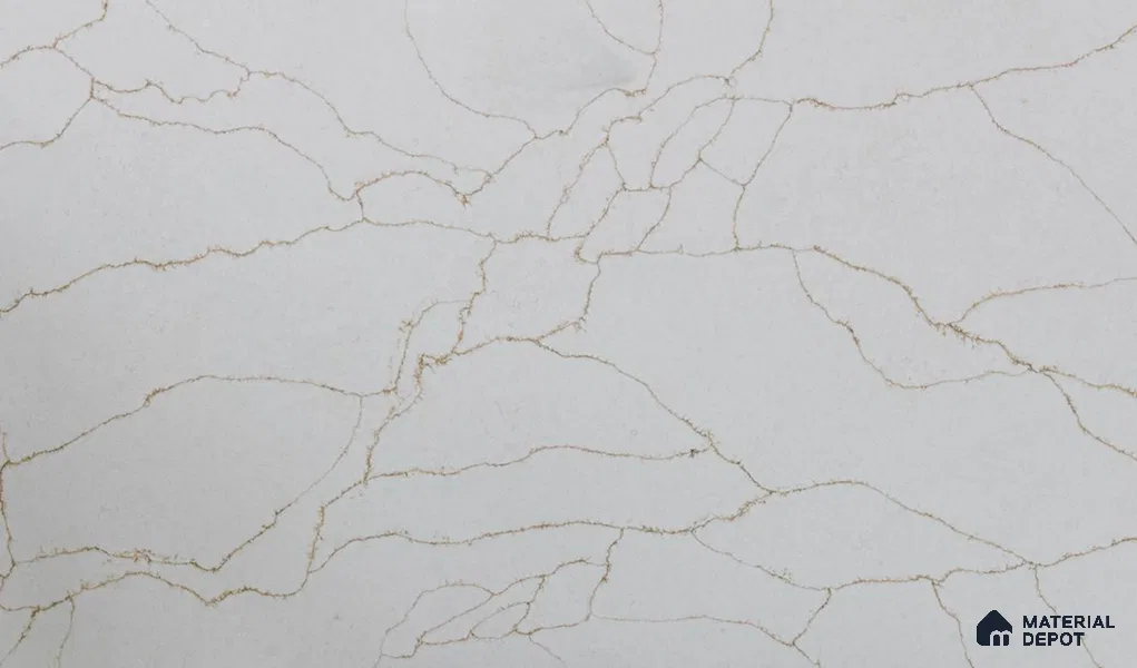 Belina Quartz QR 00278 Calacatta Imperiale Gold Helsinki Series 10.5 ft x 5.35 ft Quartz - 20 mm | 10 Years and Replacement Warranty | Suitable for Kitchen, Restaurant, Counter Tops, Dining, Reception, office
