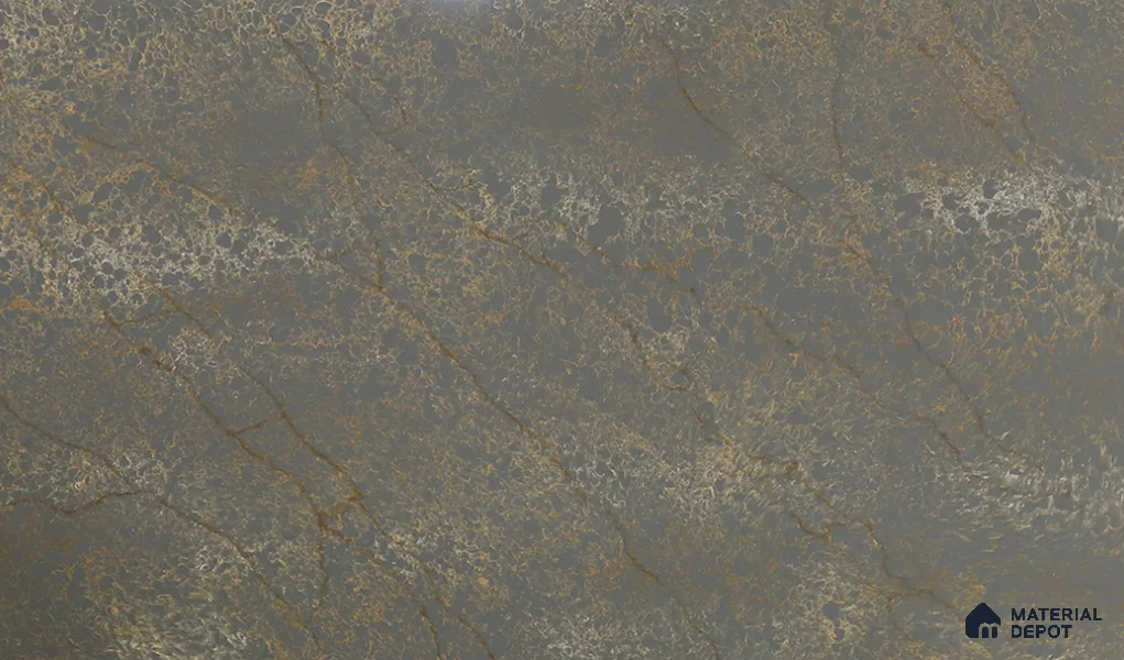 Belina Quartz QR 00331 Eclipse Golden Shadow Helsinki Series 10.5 ft x 5.35 ft Quartz - 20 mm | 10 Years and Replacement Warranty | Suitable for Kitchen, Restaurant, Counter Tops, Dining, Reception, office