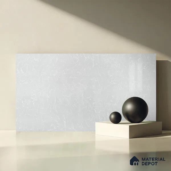 Belina Quartz QR 00328 Aqua Drift White Helsinki Series 10.5 ft x 5.35 ft Quartz - 20 mm | 10 Years and Replacement Warranty | Suitable for Kitchen, Restaurant, Counter Tops, Dining, Reception, office