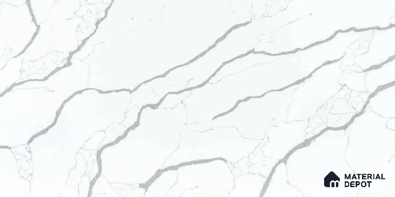 Belina Quartz QR 00290 Calacatta Firenze Helsinki Series 10.5 ft x 5.35 ft Quartz - 20 mm | 10 Years and Replacement Warranty | Suitable for Kitchen, Restaurant, Counter Tops, Dining, Reception, office