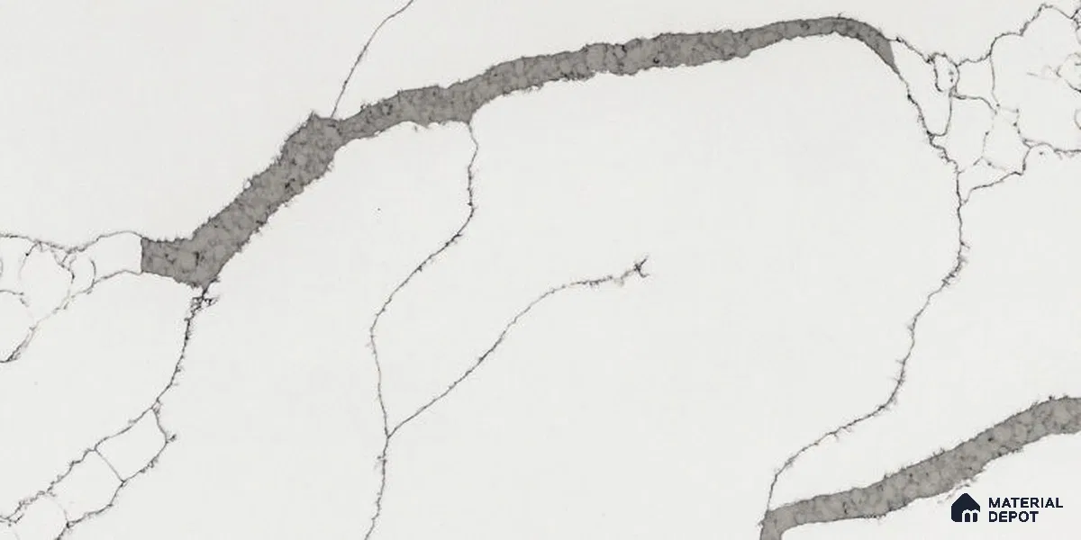 Belina Quartz QR 00290 Calacatta Firenze Helsinki Series 10.5 ft x 5.35 ft Quartz - 20 mm | 10 Years and Replacement Warranty | Suitable for Kitchen, Restaurant, Counter Tops, Dining, Reception, office