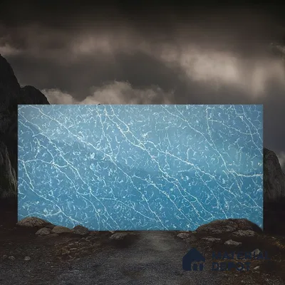 Belina Quartz QR 00301 Onyx Azure Helsinki Series 10.5 ft x 5.35 ft Quartz - 20 mm | 10 Years and Replacement Warranty | Suitable for Kitchen, Restaurant, Counter Tops, Dining, Reception, office
