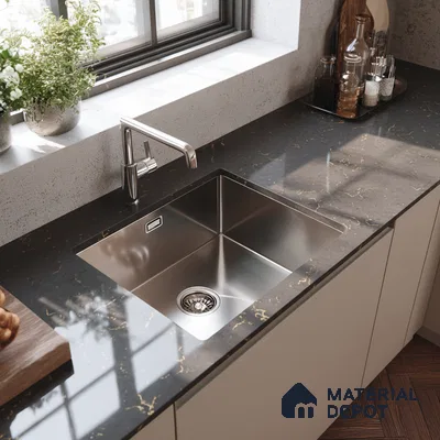 Belina Quartz QR 00321 B Carrara Golden Glow Helsinki Series 10.5 ft x 4.82 ft Quartz - 20 mm | 10 Years and Replacement Warranty | Suitable for Kitchen, Restaurant, Counter Tops, Dining, Reception, office