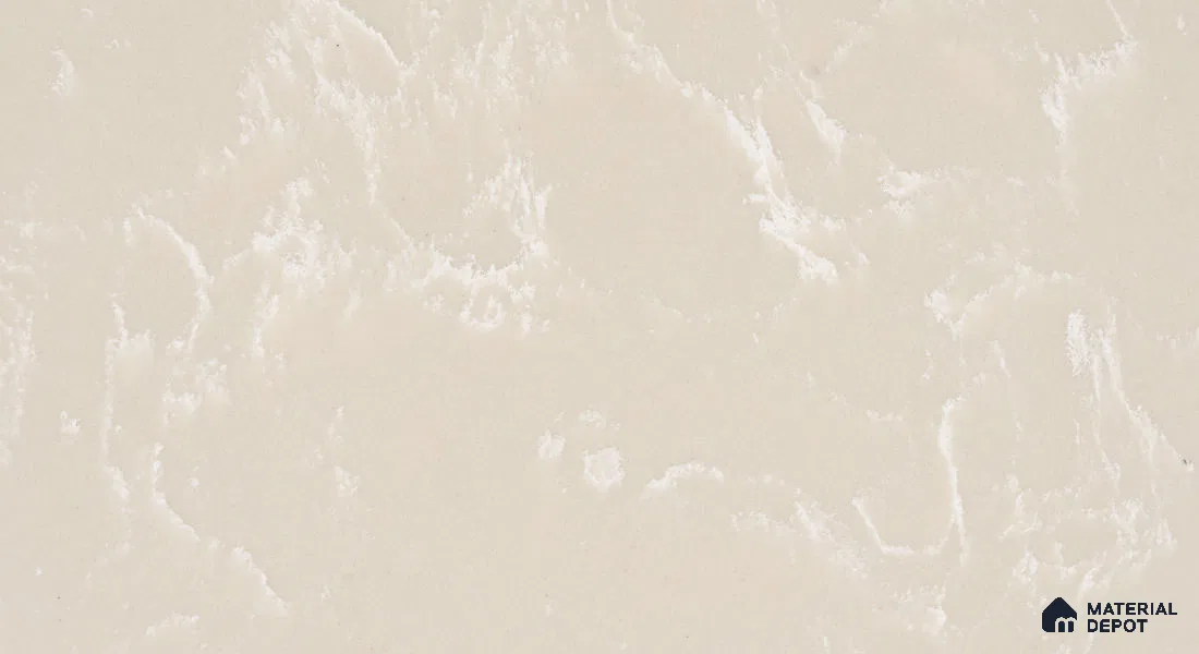 Belina Quartz QR 00327 Aqua Cloud Cream Helsinki Series 10.5 ft x 5.35 ft Quartz - 20 mm | 10 Years and Replacement Warranty | Suitable for Kitchen, Restaurant, Counter Tops, Dining, Reception, office