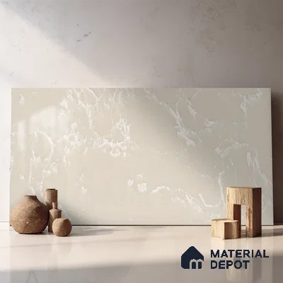 Belina Quartz QR 00327 Aqua Cloud Cream Helsinki Series 10.5 ft x 5.35 ft Quartz - 20 mm | 10 Years and Replacement Warranty | Suitable for Kitchen, Restaurant, Counter Tops, Dining, Reception, office