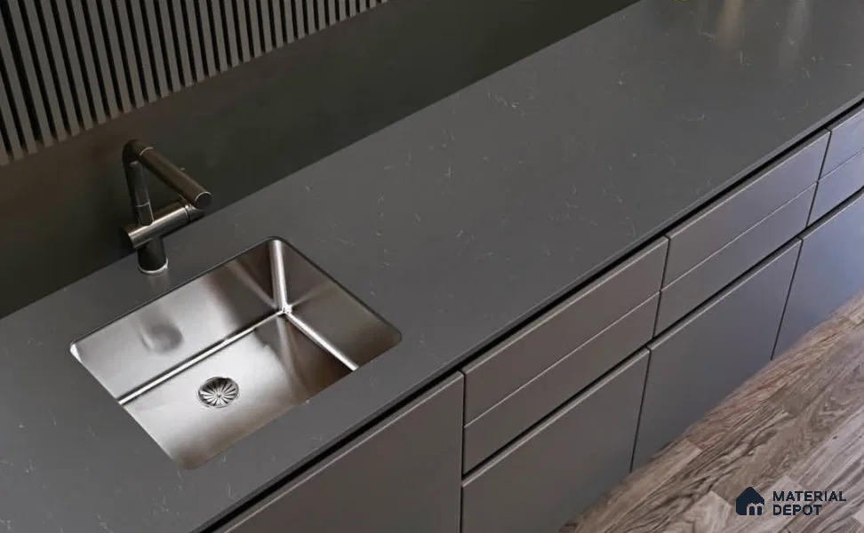 Belina Quartz QR 00320 Carrara Cloud Grey Helsinki Series 10.5 ft x 5.35 ft Quartz - 20 mm | 10 Years and Replacement Warranty | Suitable for Kitchen, Restaurant, Counter Tops, Dining, Reception, office