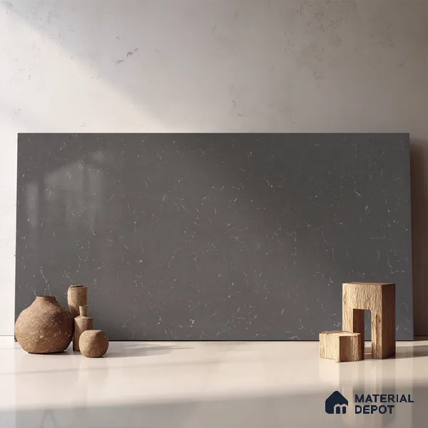 Belina Quartz QR 00320 Carrara Cloud Grey Helsinki Series 10.5 ft x 5.35 ft Quartz - 20 mm | 10 Years and Replacement Warranty | Suitable for Kitchen, Restaurant, Counter Tops, Dining, Reception, office