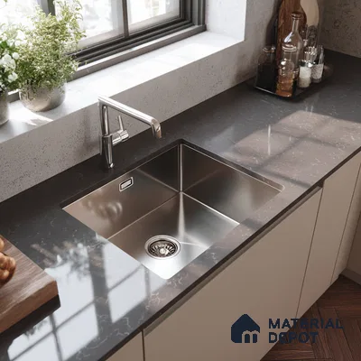 Belina Quartz QR 00320 Carrara Cloud Grey Helsinki Series 10.5 ft x 5.35 ft Quartz - 20 mm | 10 Years and Replacement Warranty | Suitable for Kitchen, Restaurant, Counter Tops, Dining, Reception, office