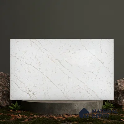 Belina Quartz QR 00276 Calacatta Siena Oro Helsinki Series 10.5 ft x 5.35 ft Quartz - 20 mm | 10 Years and Replacement Warranty | Suitable for Kitchen, Restaurant, Counter Tops, Dining, Reception, office (Sample)