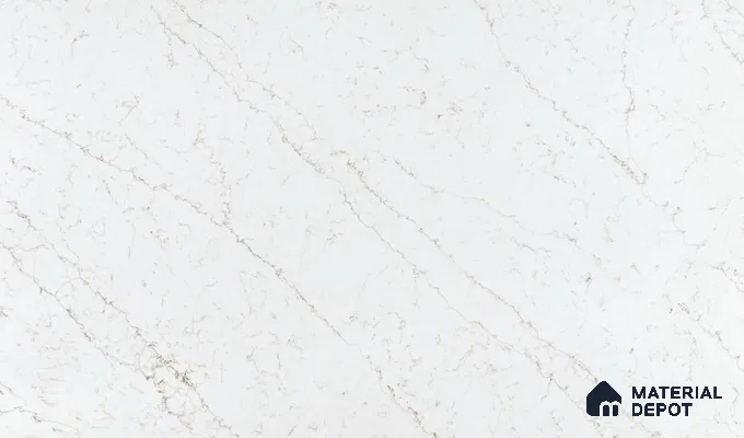Belina Quartz QR 00276 Calacatta Siena Oro Helsinki Series 10.5 ft x 5.35 ft Quartz - 20 mm | 10 Years and Replacement Warranty | Suitable for Kitchen, Restaurant, Counter Tops, Dining, Reception, office (Sample)