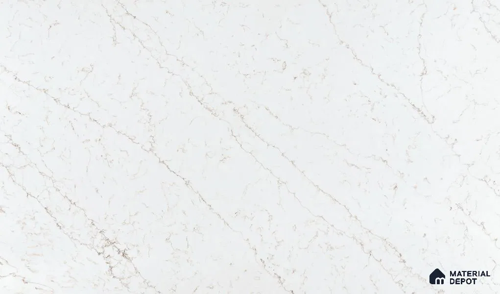 Belina Quartz QR 00276 Calacatta Siena Oro Helsinki Series 10.5 ft x 5.35 ft Quartz - 20 mm | 10 Years and Replacement Warranty | Suitable for Kitchen, Restaurant, Counter Tops, Dining, Reception, office (Sample)