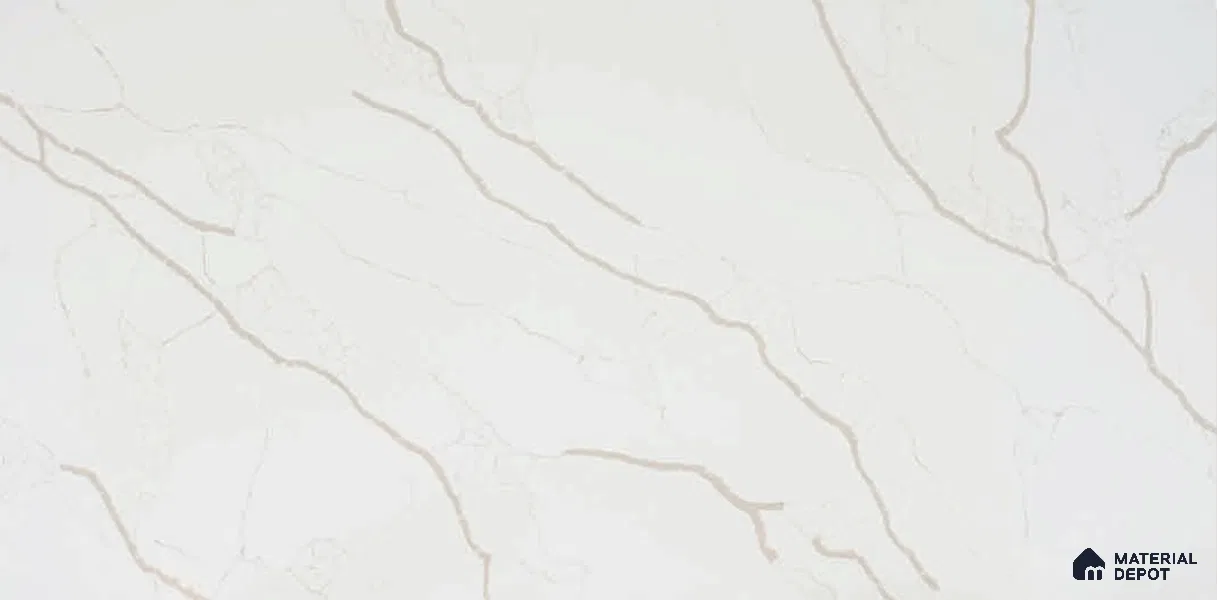 Belina Quartz QR 00295 Calacatta Rustic Umber Helsinki Series 10.5 ft x 5.35 ft Quartz - 20 mm | 10 Years and Replacement Warranty | Suitable for Kitchen, Restaurant, Counter Tops, Dining, Reception, office