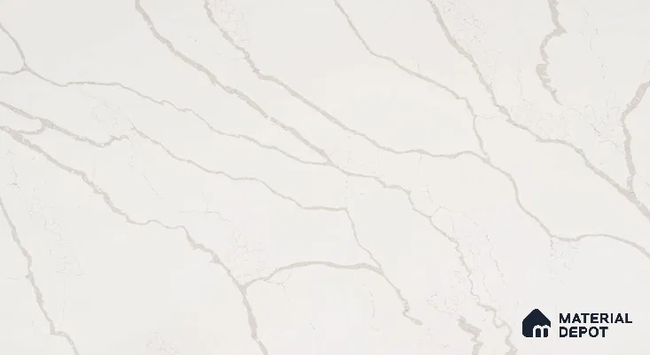 Belina Quartz QR 00295 Calacatta Rustic Umber Helsinki Series 10.5 ft x 5.35 ft Quartz - 20 mm | 10 Years and Replacement Warranty | Suitable for Kitchen, Restaurant, Counter Tops, Dining, Reception, office